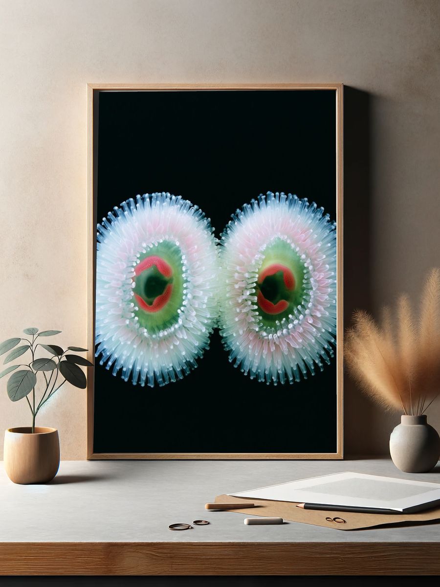 Bioluminescent Sea Anemones Print. — room view 2