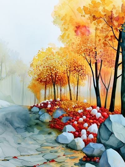 Autumn Forest Watercolor Poster. poster