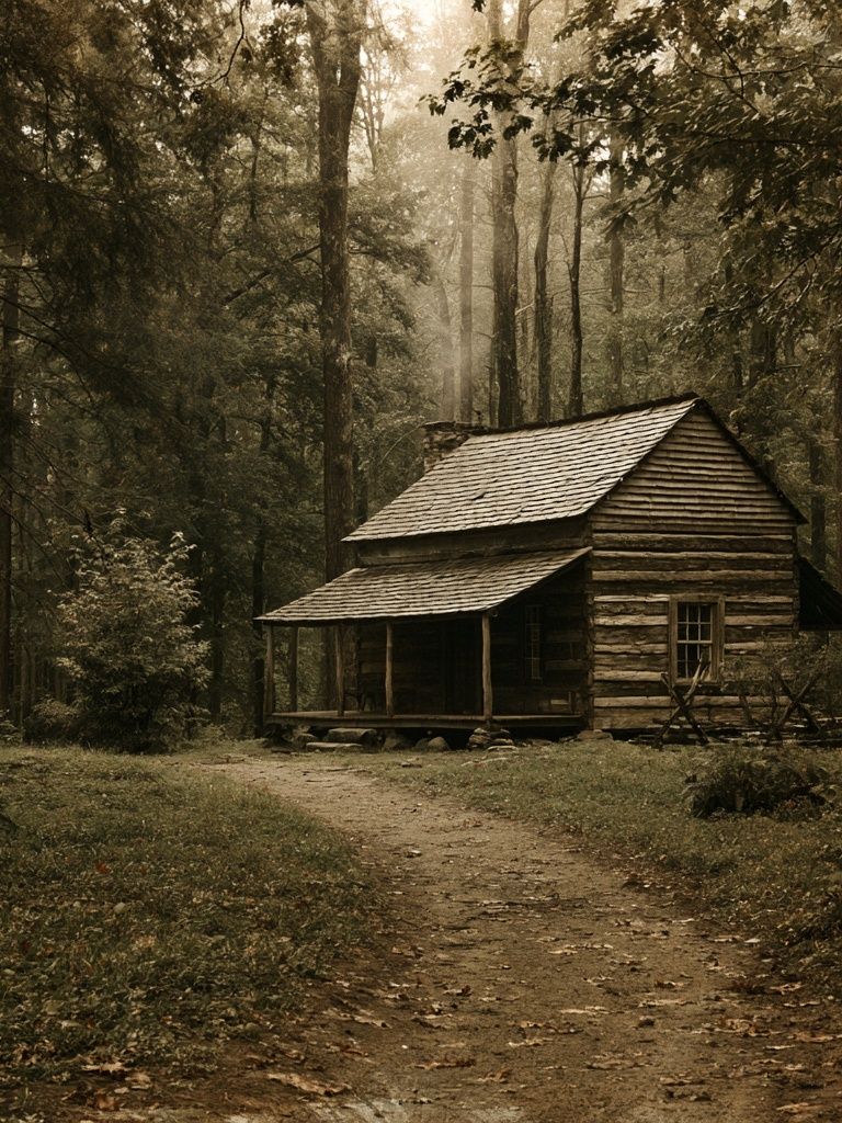 Forest Cabin Landscape Poster. poster — nature art