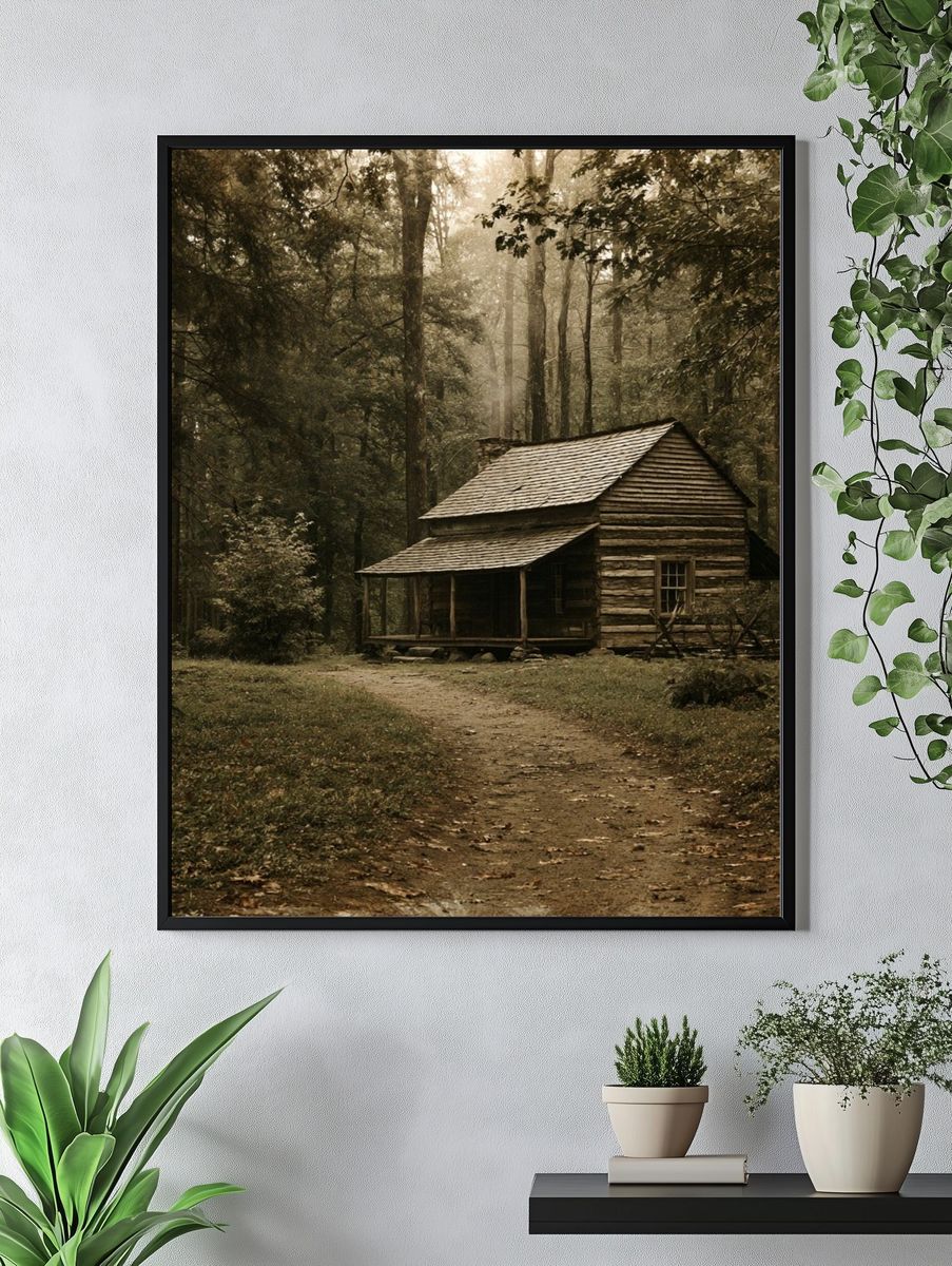 Forest Cabin Landscape Poster. — room view 4