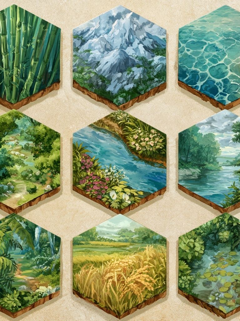 Nature Hexagon Collage Poster. poster — nature art