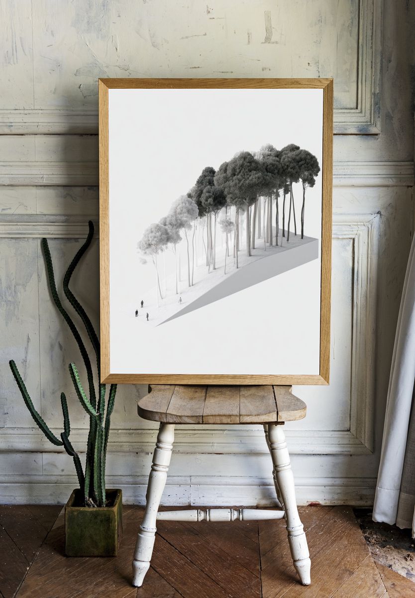 Minimalist Forest Landscape Poster. — room view 1