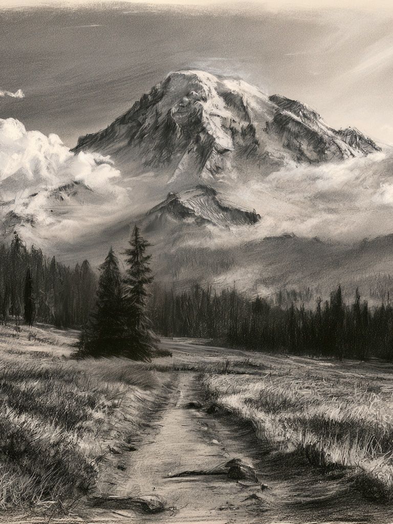 Misty Mountain Landscape Print. poster — nature art