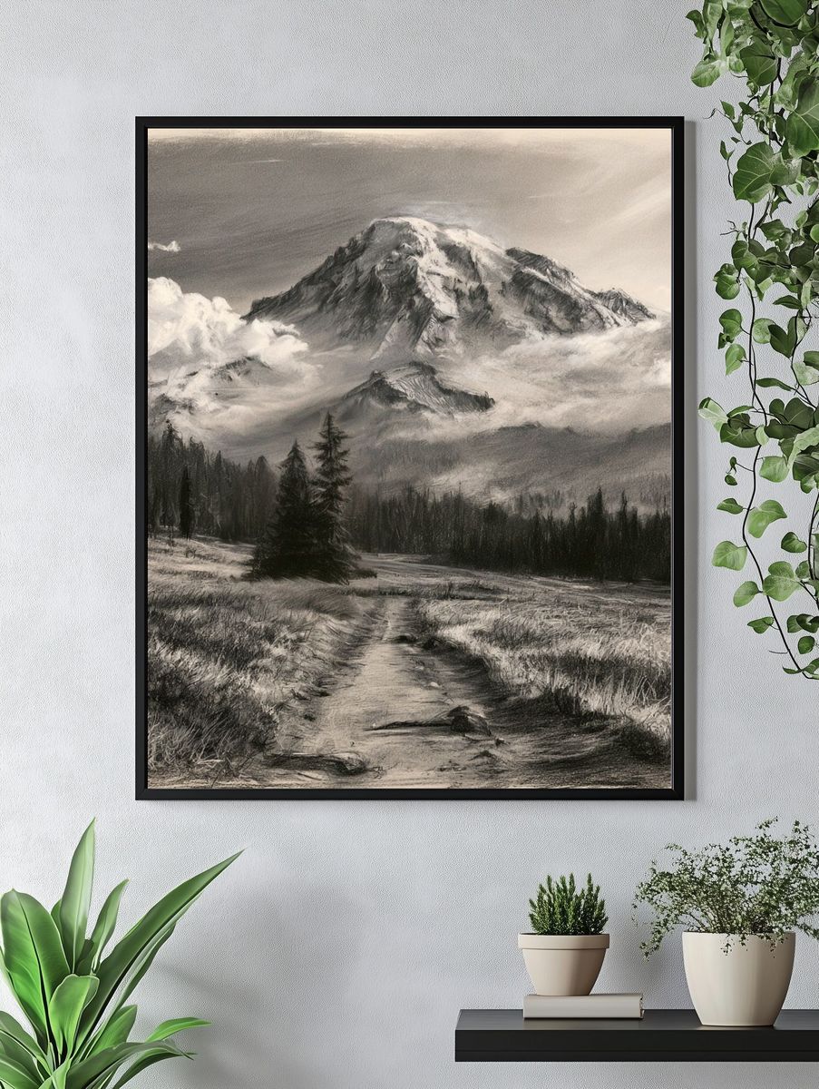 Misty Mountain Landscape Print. — room view 4