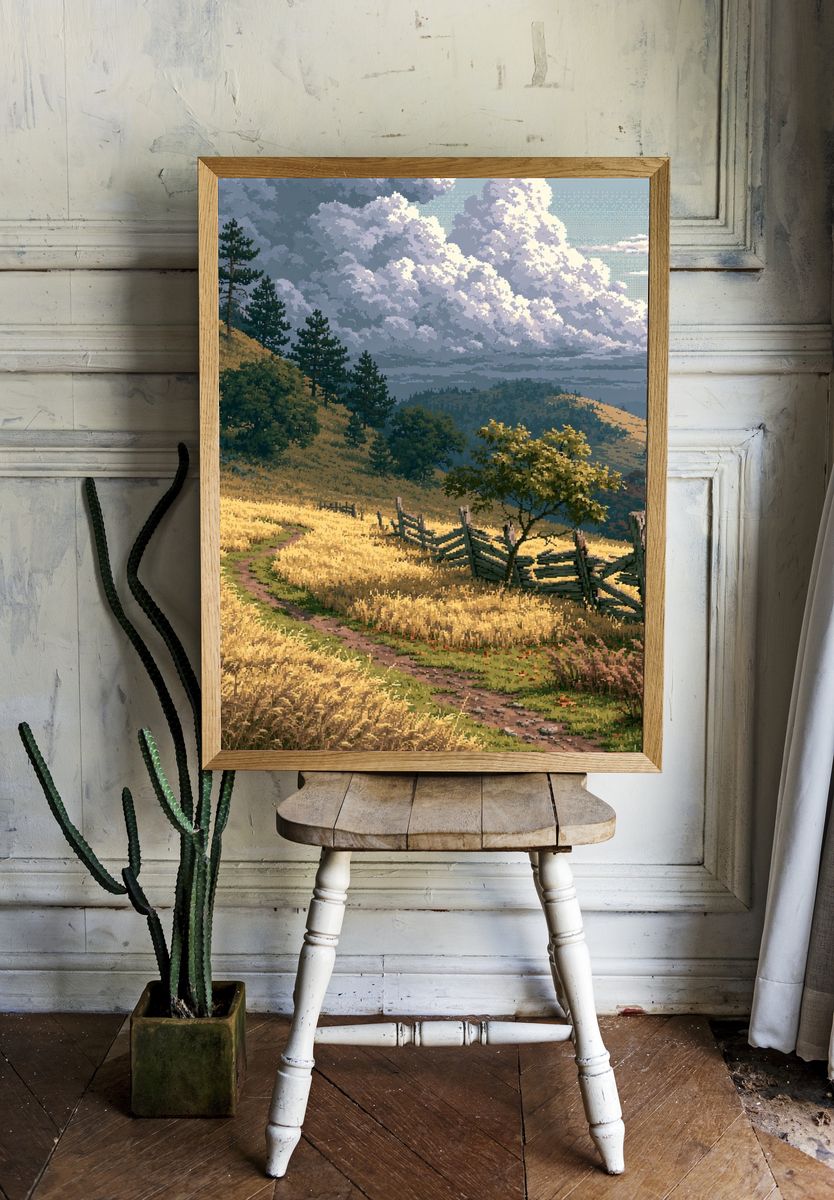 Golden Hills Landscape Print. — room view 1