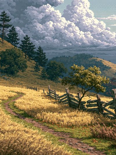 Golden Hills Landscape Print. poster