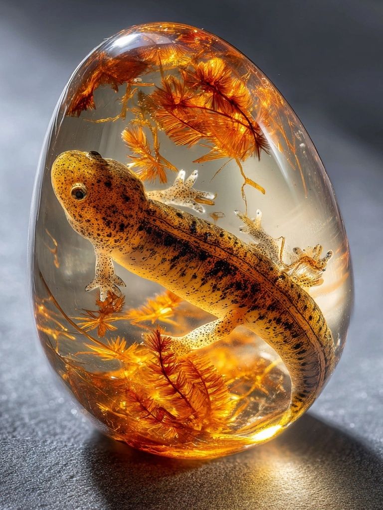 Salamander in Amber — Nature Print. poster detail