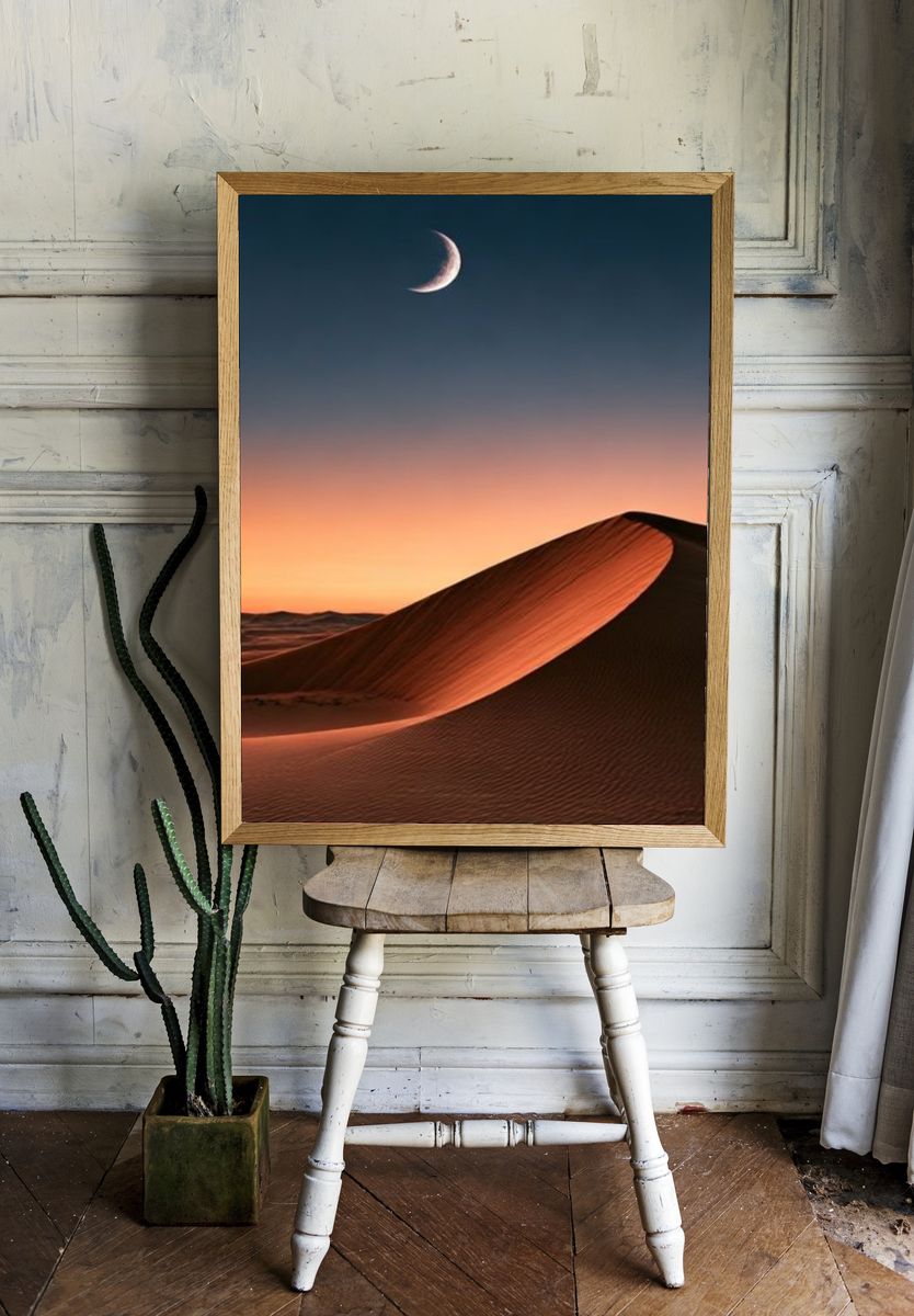 Moonlit Desert Dune Poster. — room view 1
