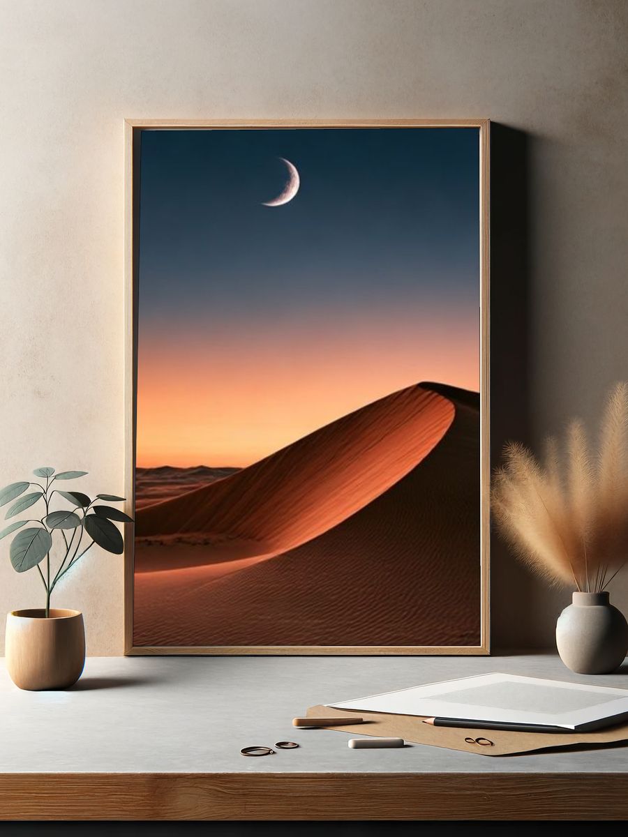 Moonlit Desert Dune Poster. — room view 2