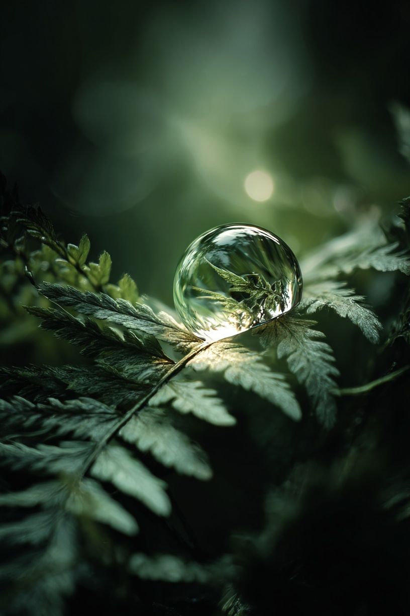 Fern Dewdrop Nature Print. poster detail