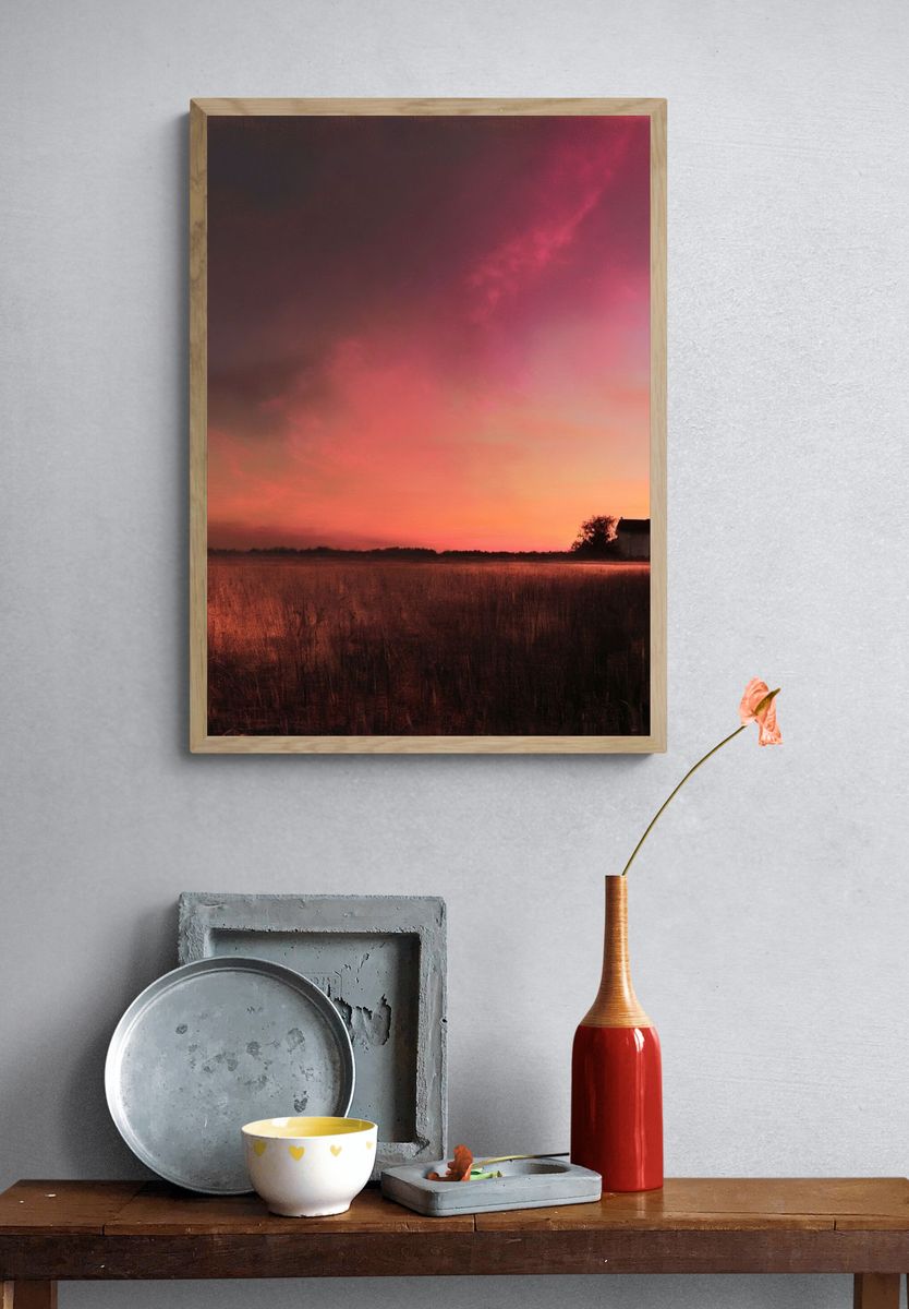 Sunset Field Landscape Print. — room view 3