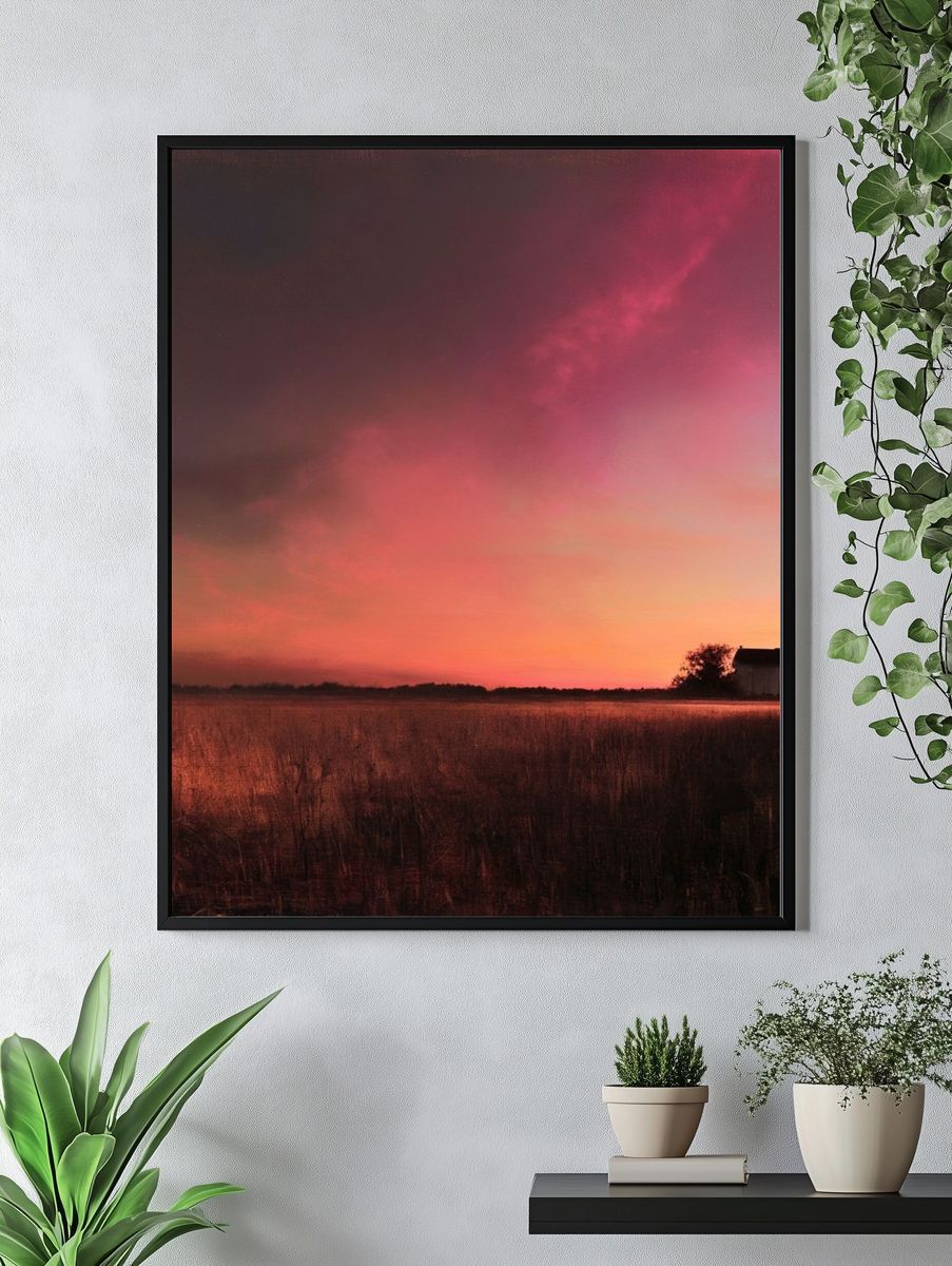 Sunset Field Landscape Print. — room view 4