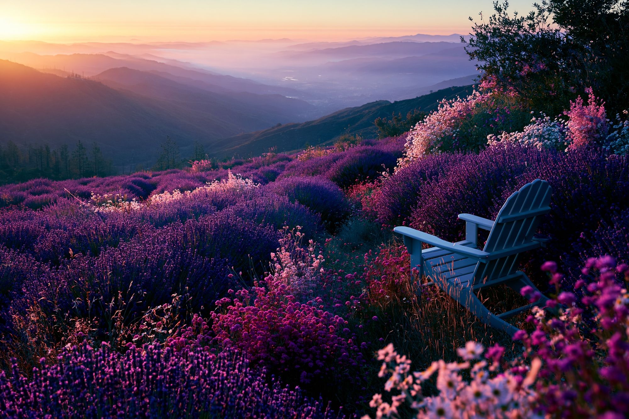 Lavender Sunset Mountain Landscape Poster. poster detail