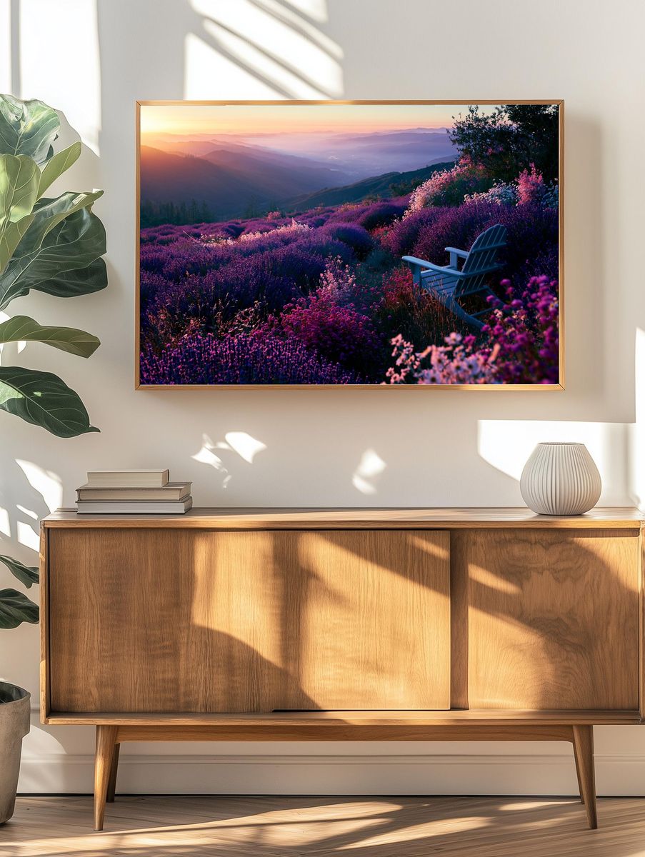 Lavender Sunset Mountain Landscape Poster. — room view 3