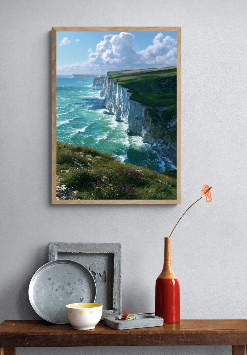 White Cliffs Coastline Landscape Print. — room view 3