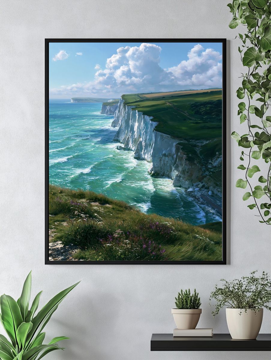 White Cliffs Coastline Landscape Print. — room view 4