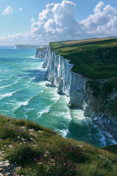 White Cliffs Coastline Landscape Print.