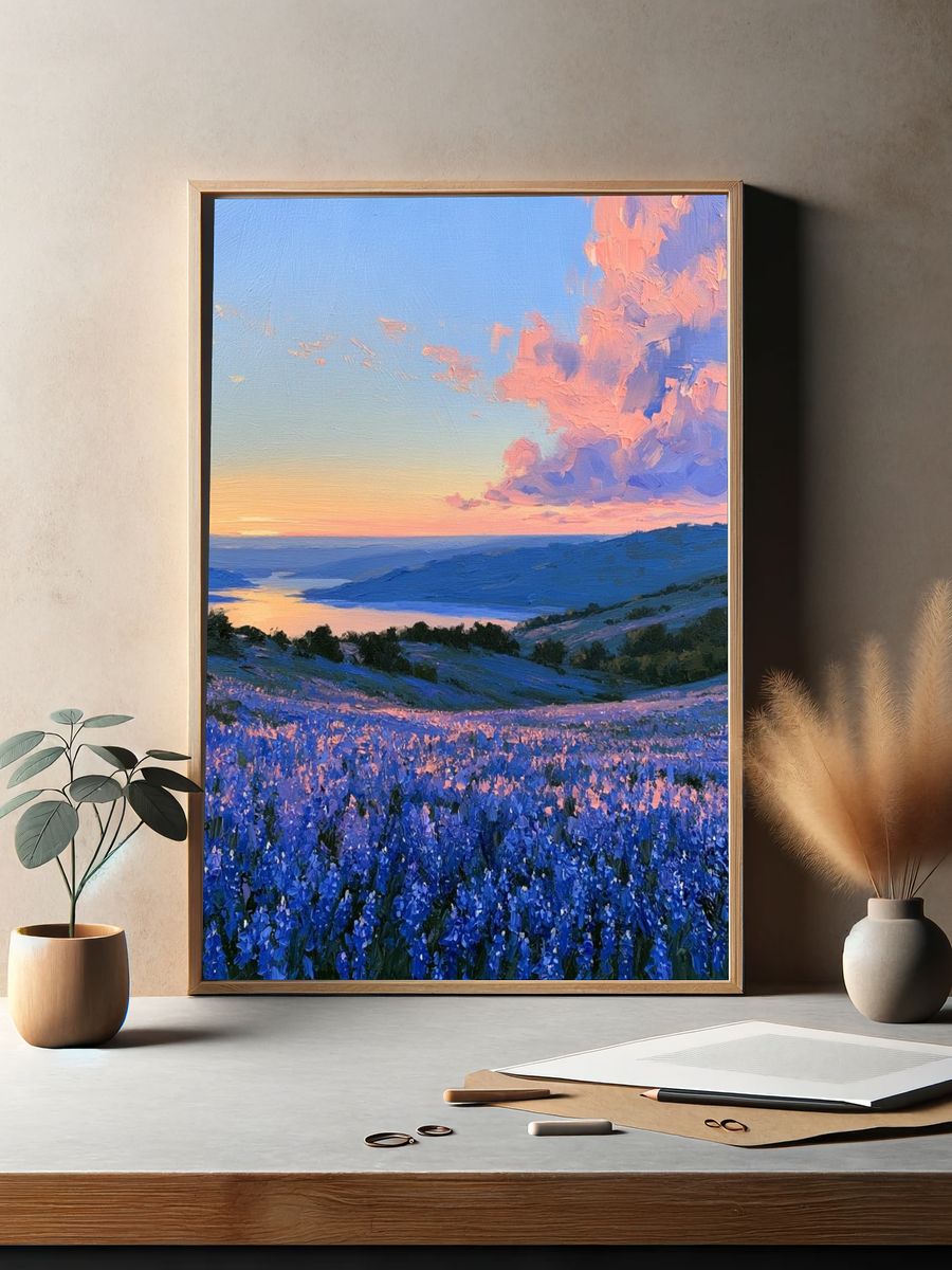Lavender Hills Sunset Print. — room view 2