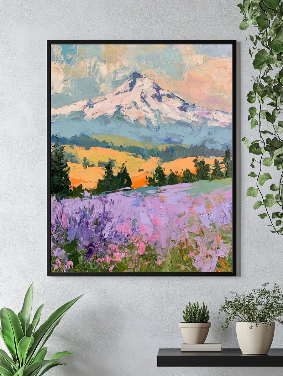 Pastel Mountain Meadow Print. — room view 4