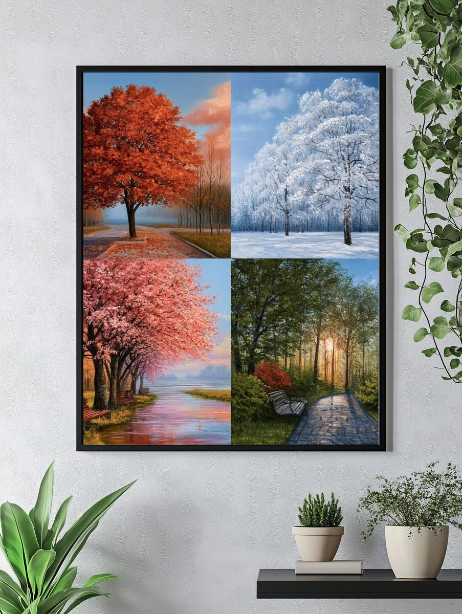 Four Seasons Tree Landscape Print. — room view 4
