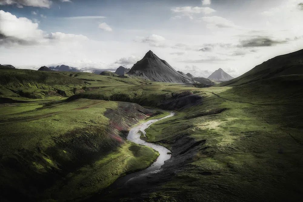 View volcanic region Icelandic Highlands. poster detail
