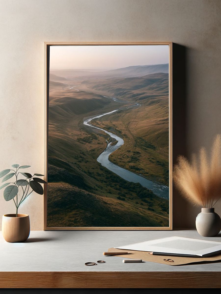 Winding River Valley Photography Poster. — room view 2