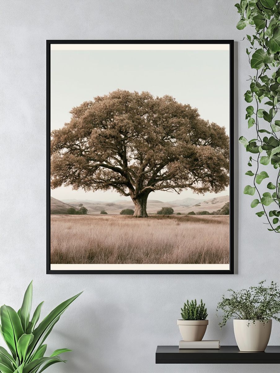 Solitary Oak in Meadow Photography Poster. — room view 4