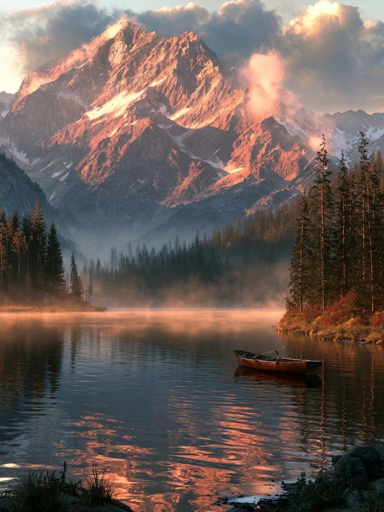 Alpine Lake Sunrise Photography Poster. poster detail