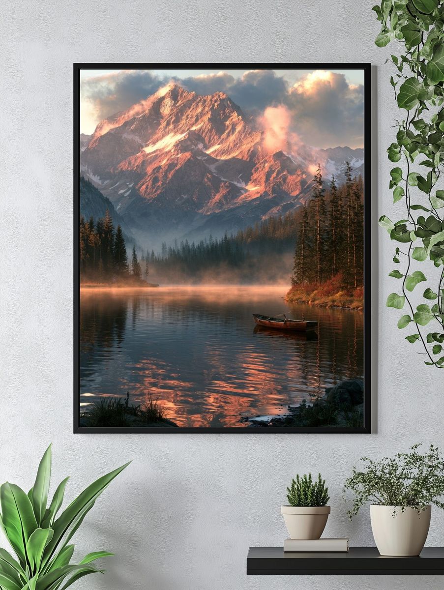 Alpine Lake Sunrise Photography Poster. — room view 4