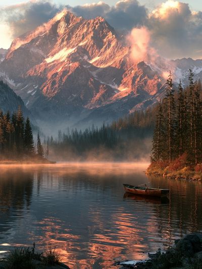 Alpine Lake Sunrise Photography Poster. poster