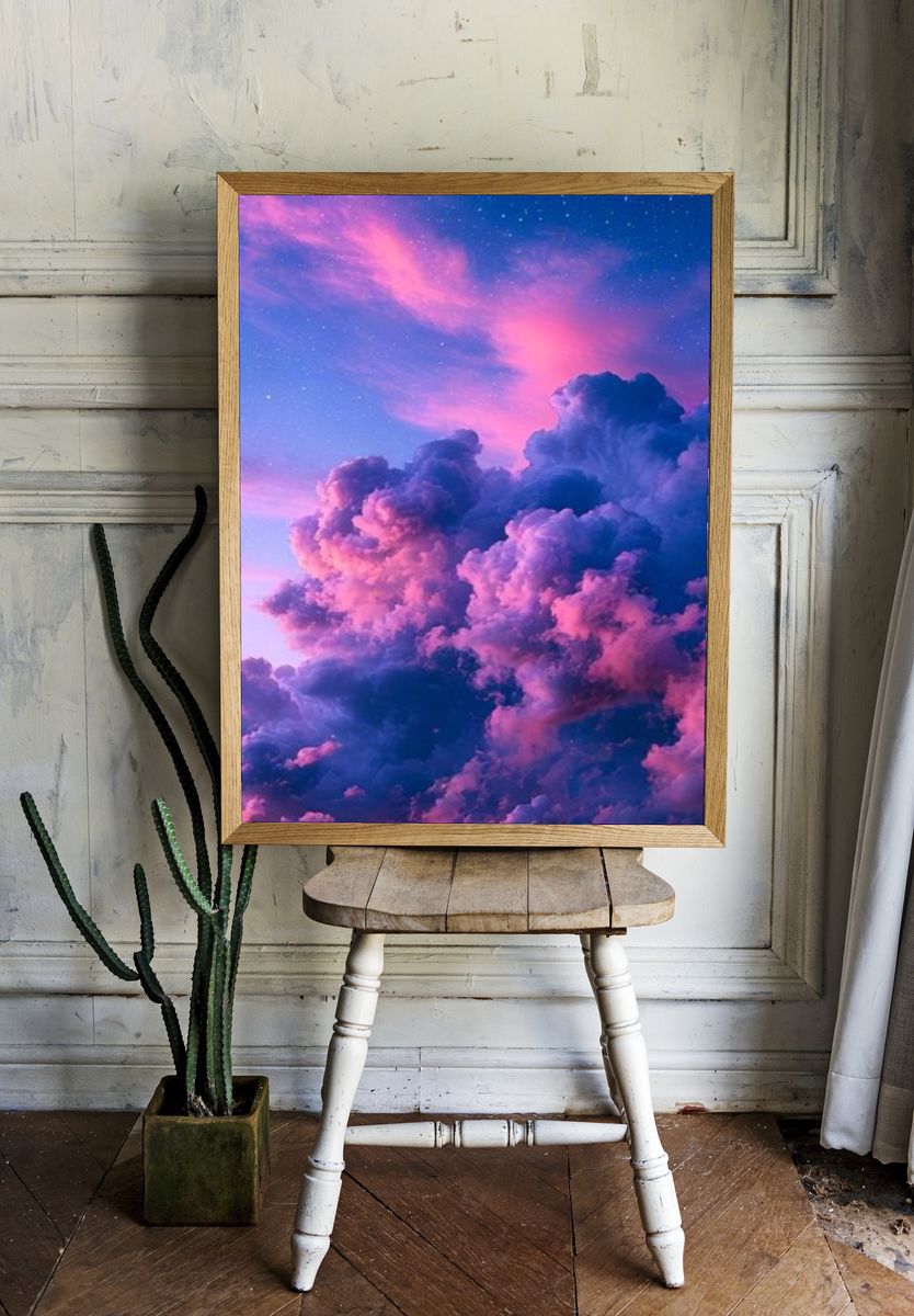 Pink Cloudscape Sky Poster. — room view 1