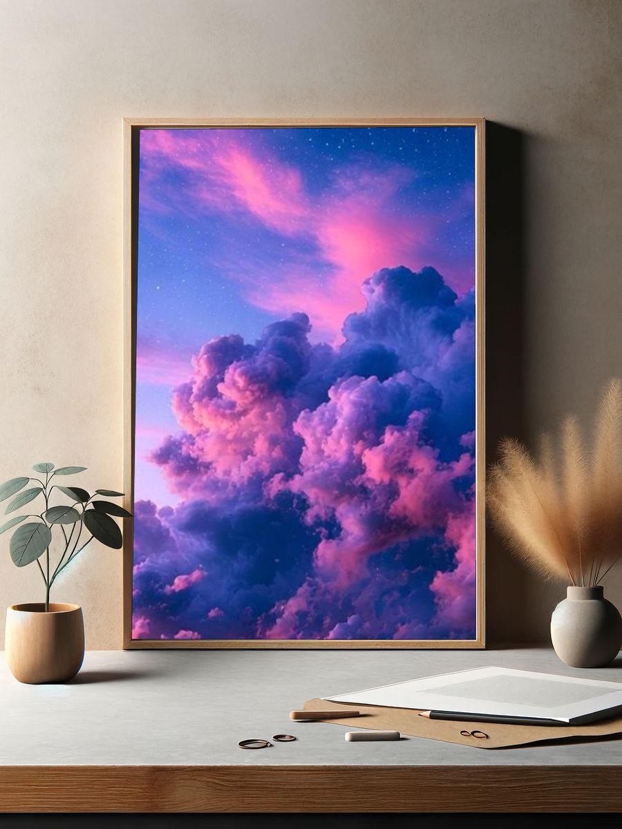 Pink Cloudscape Sky Poster. — room view 2