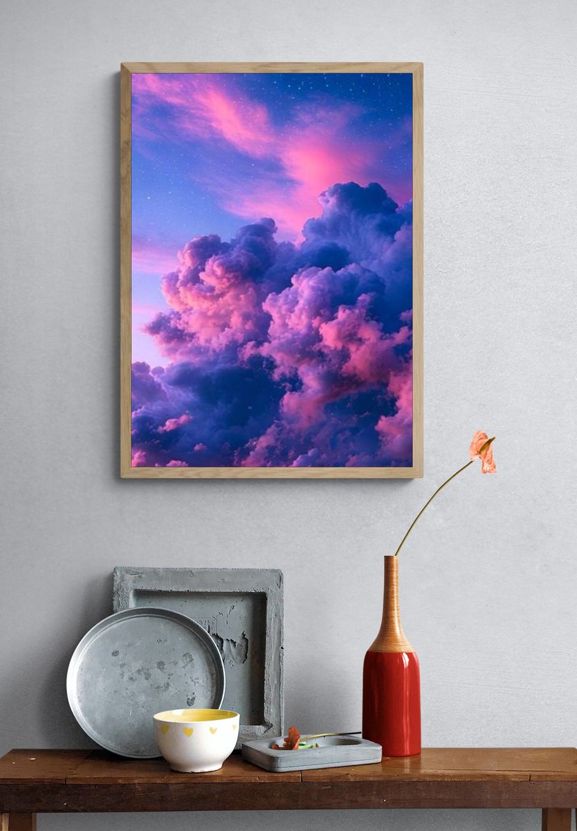 Pink Cloudscape Sky Poster. — room view 3