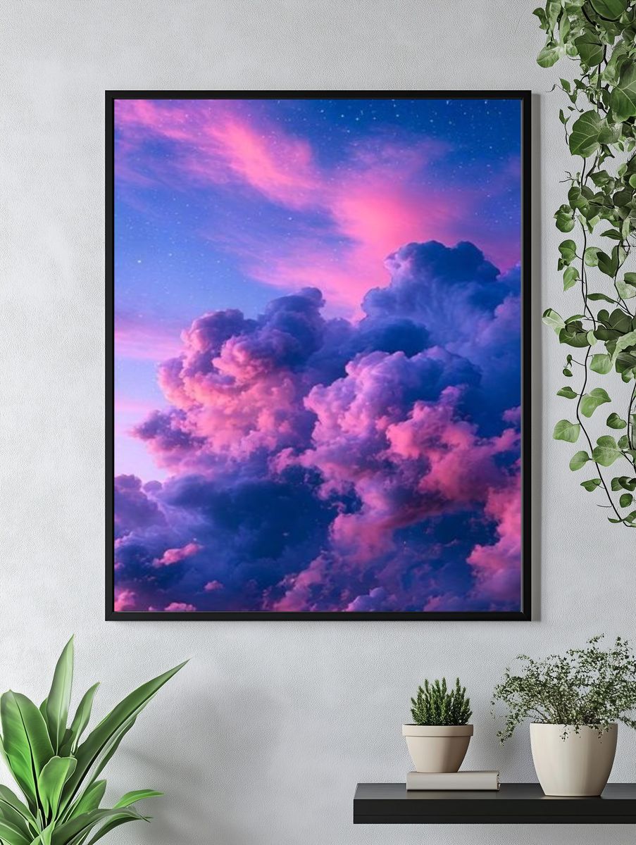 Pink Cloudscape Sky Poster. — room view 4
