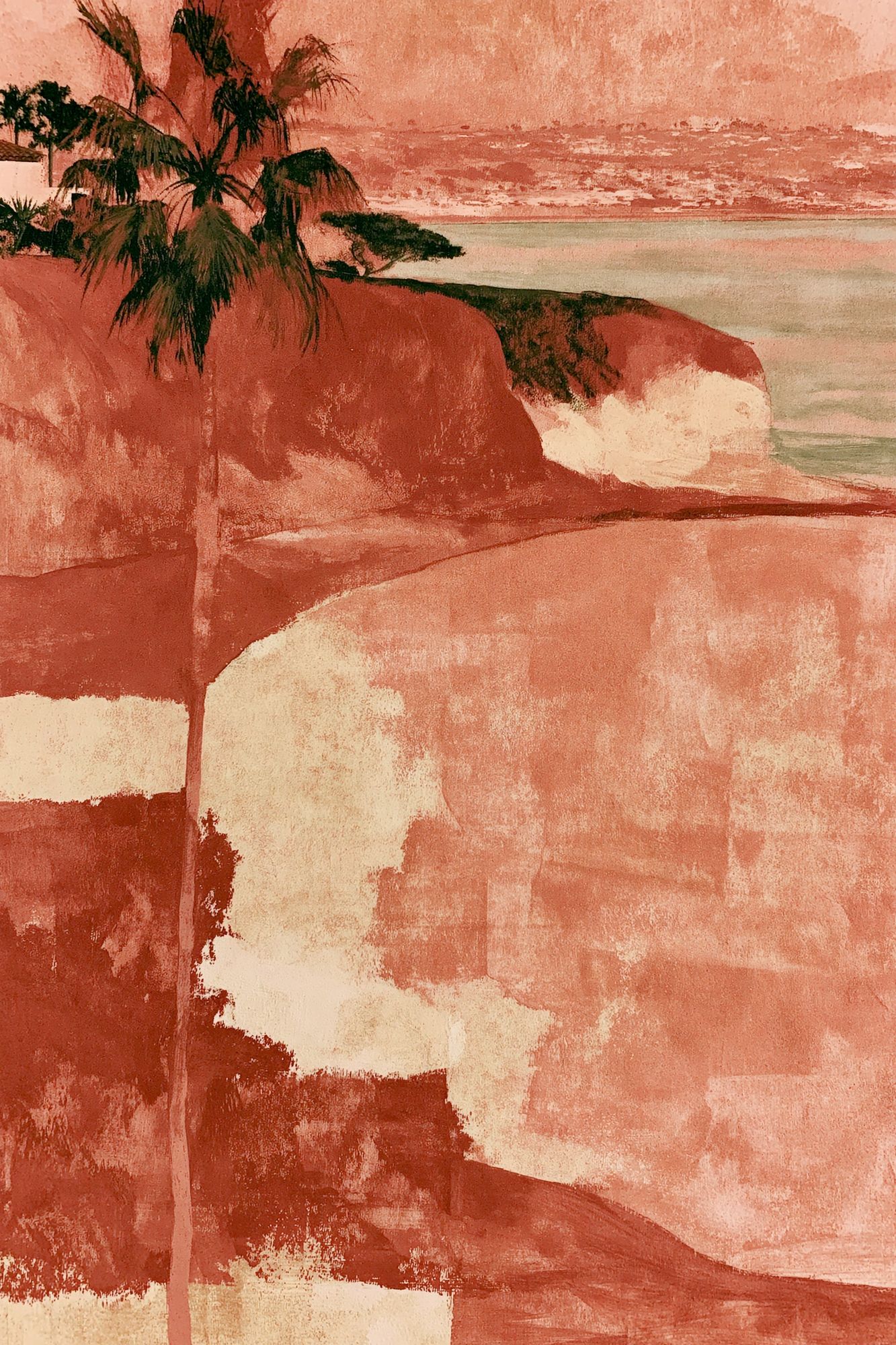 Coastal Cliff Palm Watercolor Print. poster — nature art
