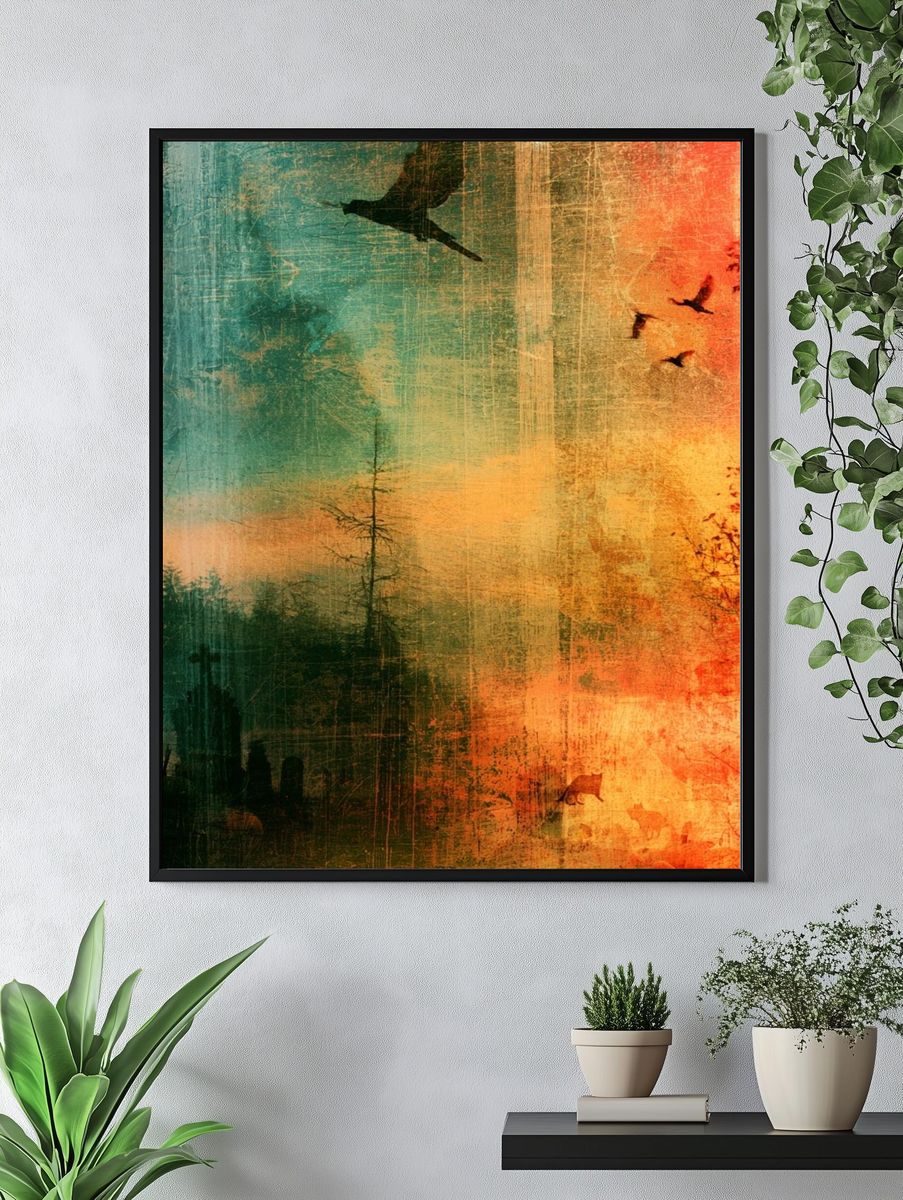 Autumn Forest Silhouettes Print. — room view 4