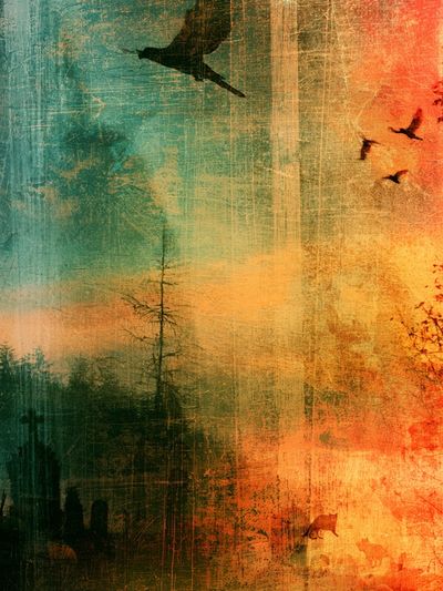 Autumn Forest Silhouettes Print. poster