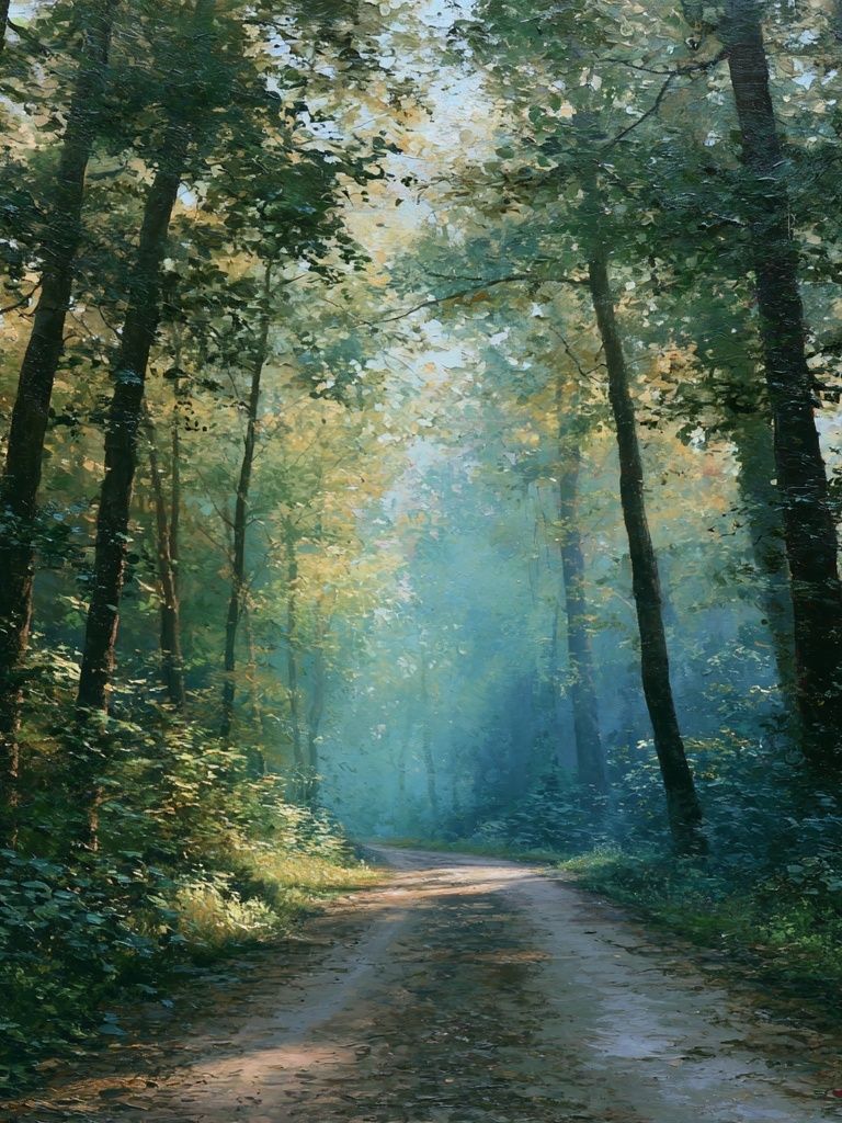 Misty Forest Path — Fine-Art Print. poster — nature art