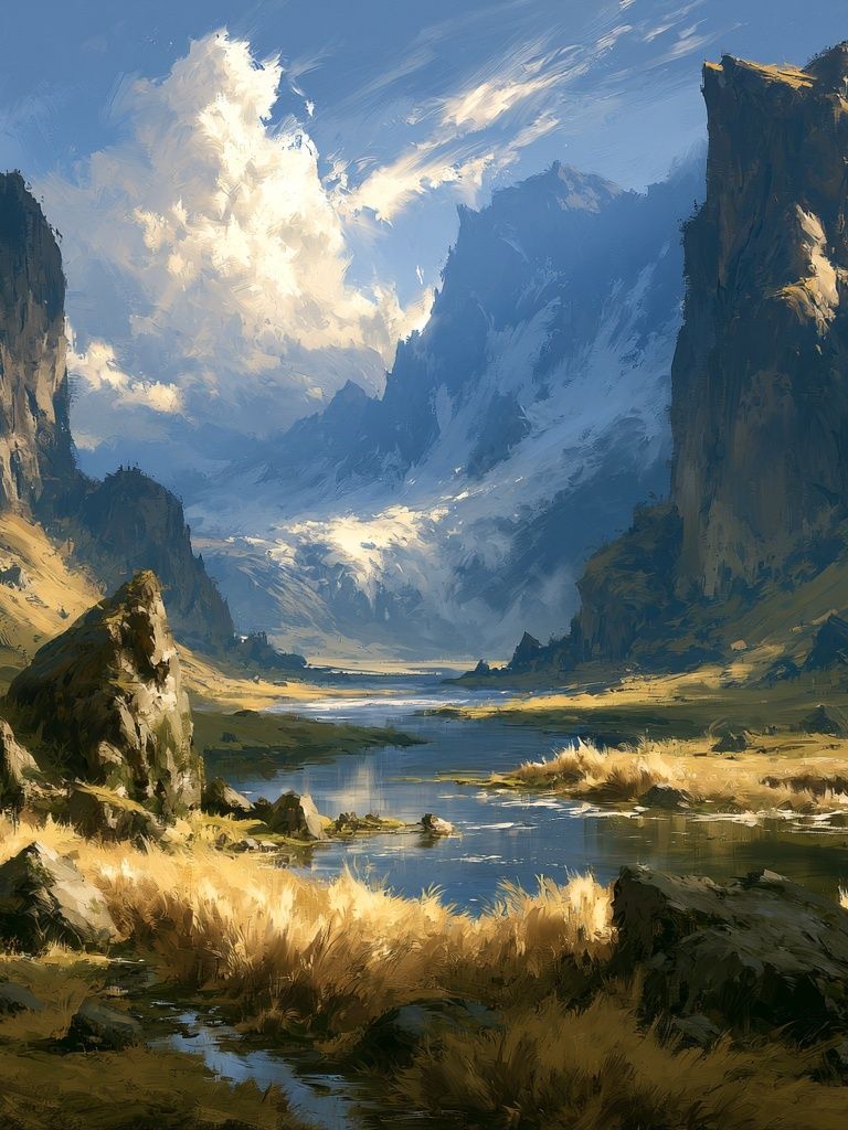Mountain Valley Landscape Print. poster — nature art