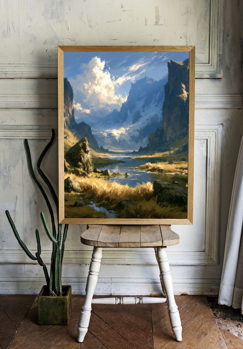 Mountain Valley Landscape Print. — room view 1