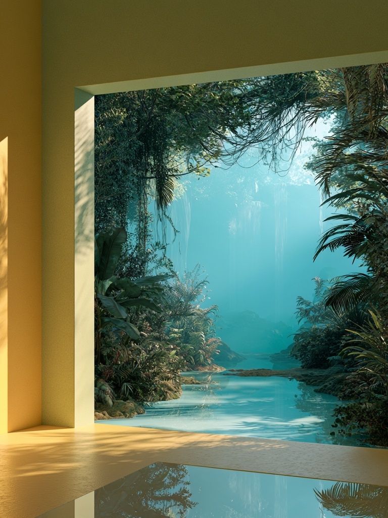 Tropical Jungle Lagoon Print. poster detail