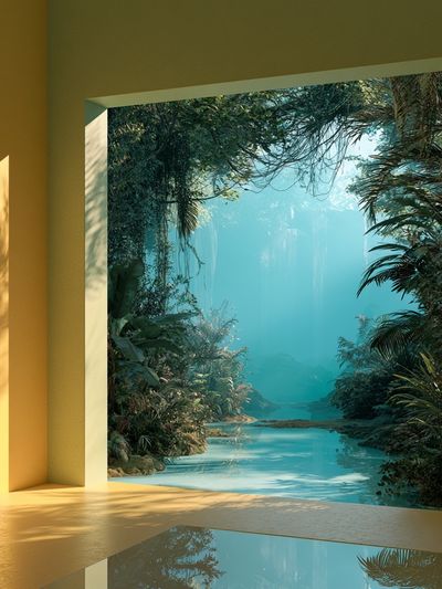 Tropical Jungle Lagoon Print. poster
