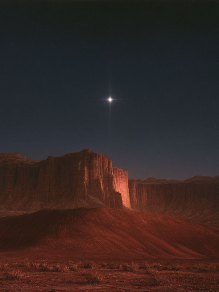 Desert Moonlit Mesa Print. poster detail