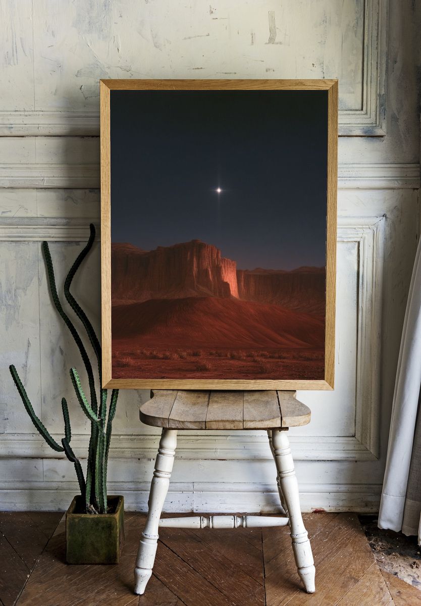 Desert Moonlit Mesa Print. — room view 1