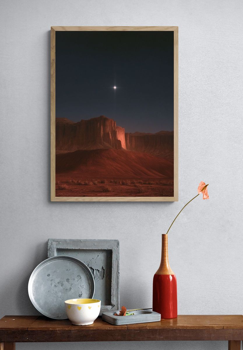 Desert Moonlit Mesa Print. — room view 3