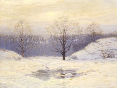 Morning Haze (1909), nature illustration. poster
