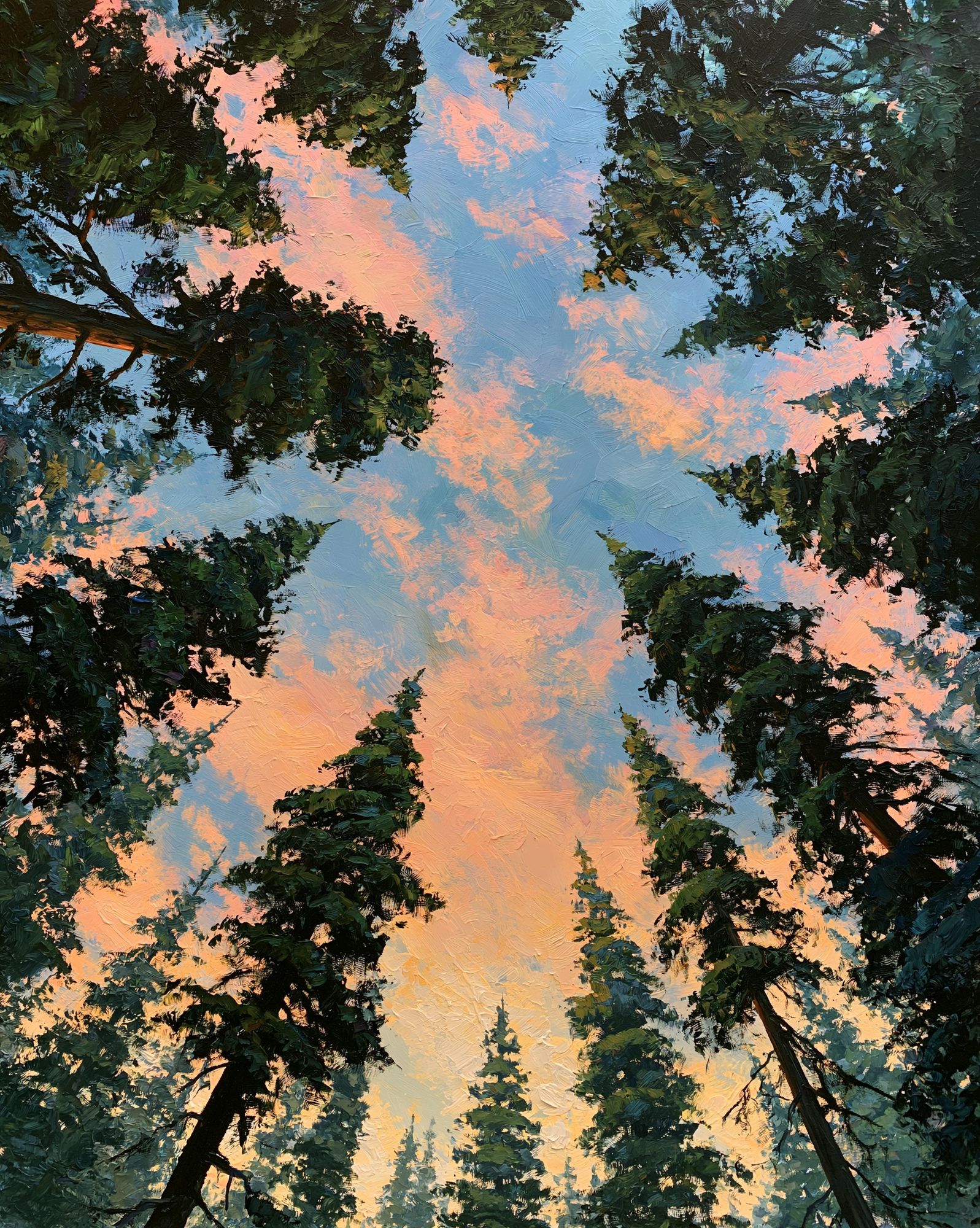 Sunset Forest Canopy — Impressionist Print. poster detail