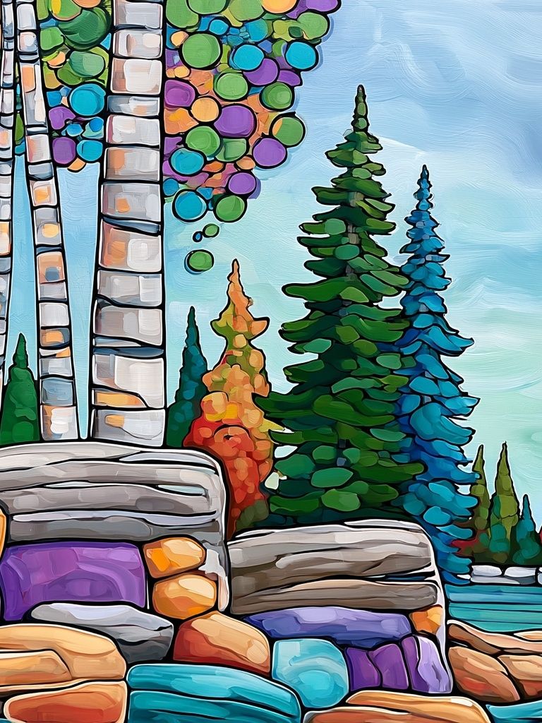 Colorful Forest Landscape Print. poster — nature art
