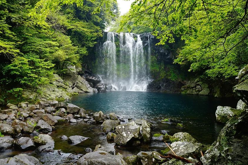 Cheonjiyeon waterfall Jeju island, Korea. poster — nature art