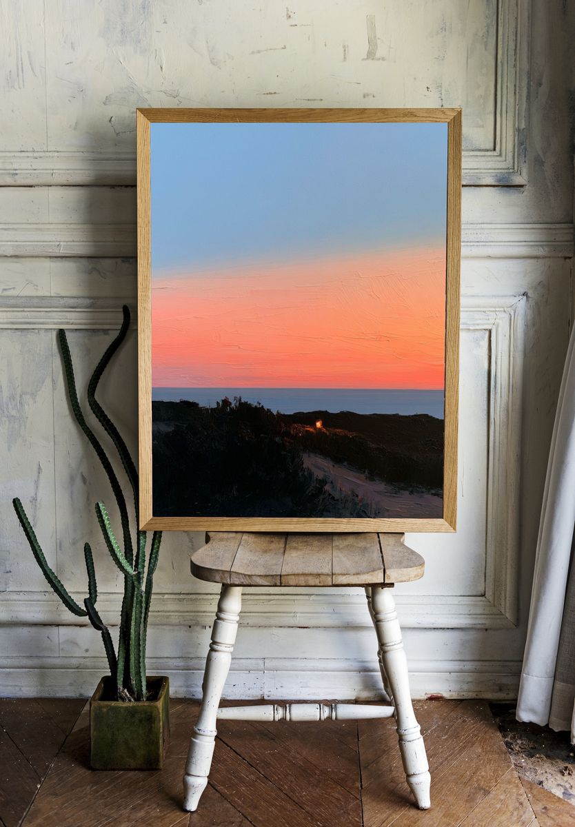 Coastal Sunset Landscape Print. room preview